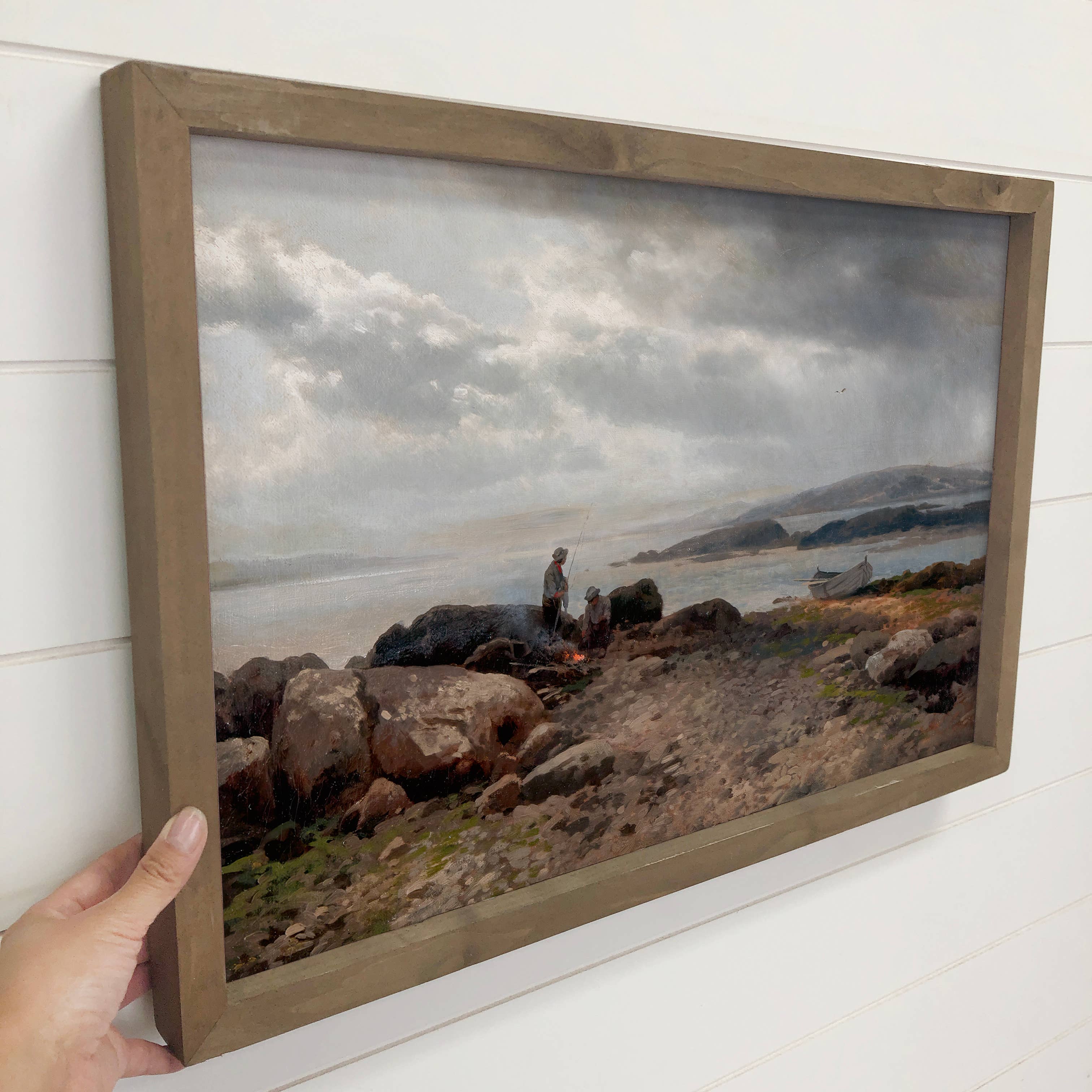 Fishing in Maine - Fishing Canvas Art - Wood Framed Wall Art