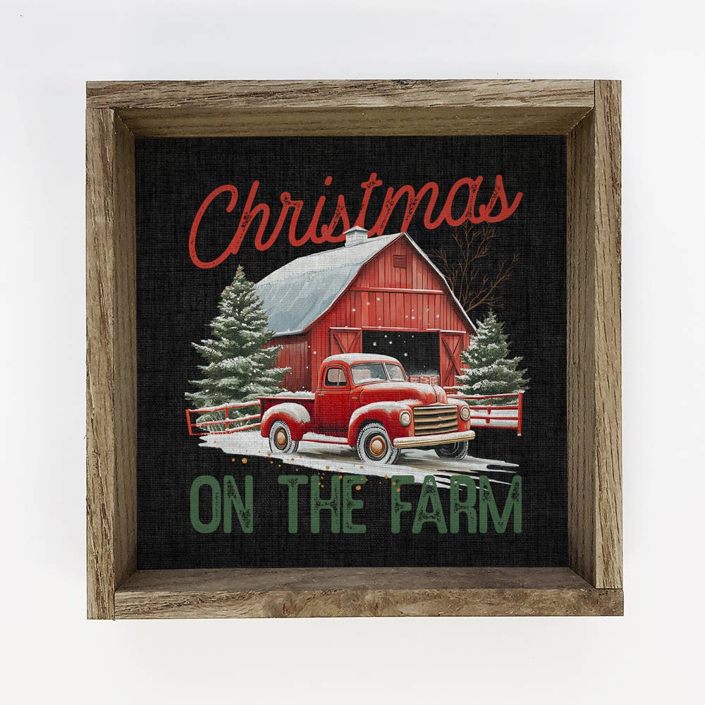Christmas on the Farm Red Barn - Farmhouse Christmas Sign