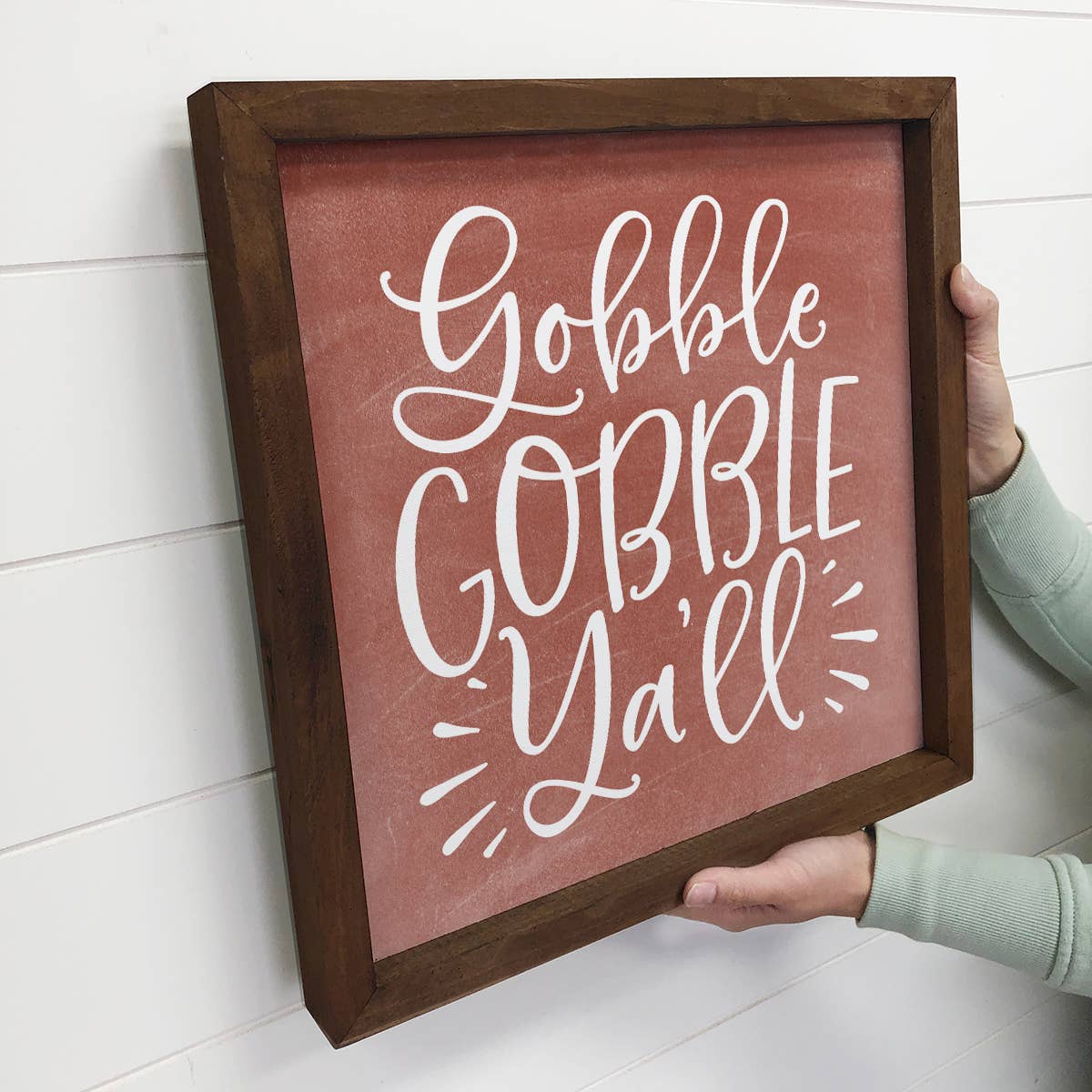 Gobble Gobble Yall - Thanksgiving Canvas Art - Wood Framed