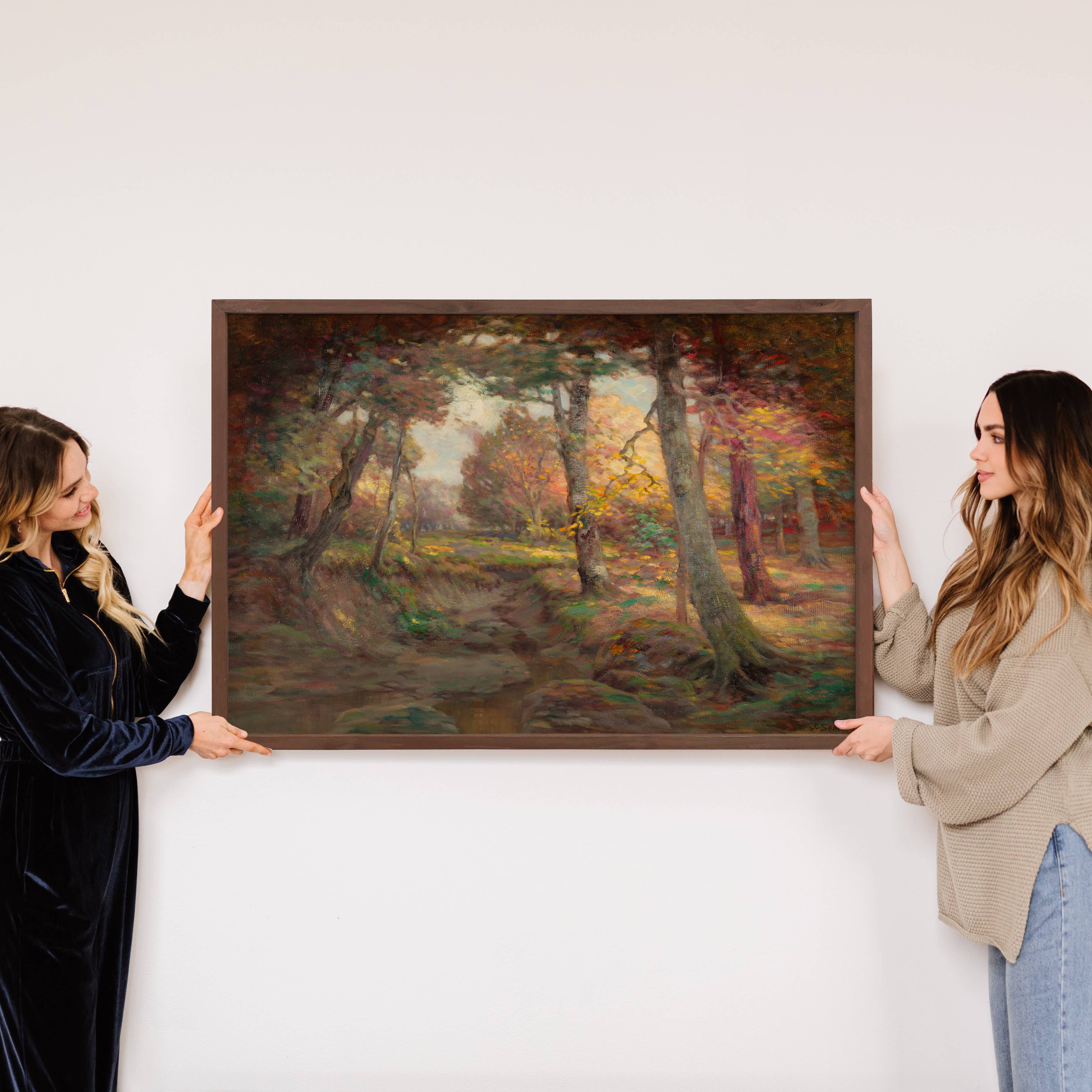 Fall Tree Grove - Fall Landscape Canvas Art - Wood Framed