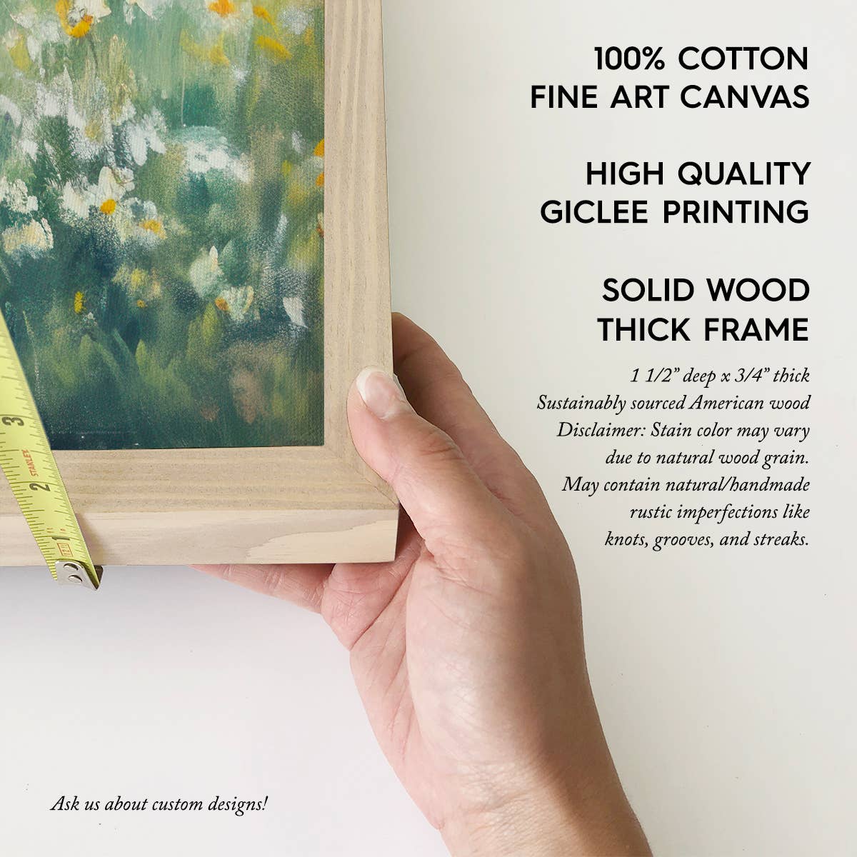 Daisy Field - Nature Landscape Canvas Art - Wood Framed Art