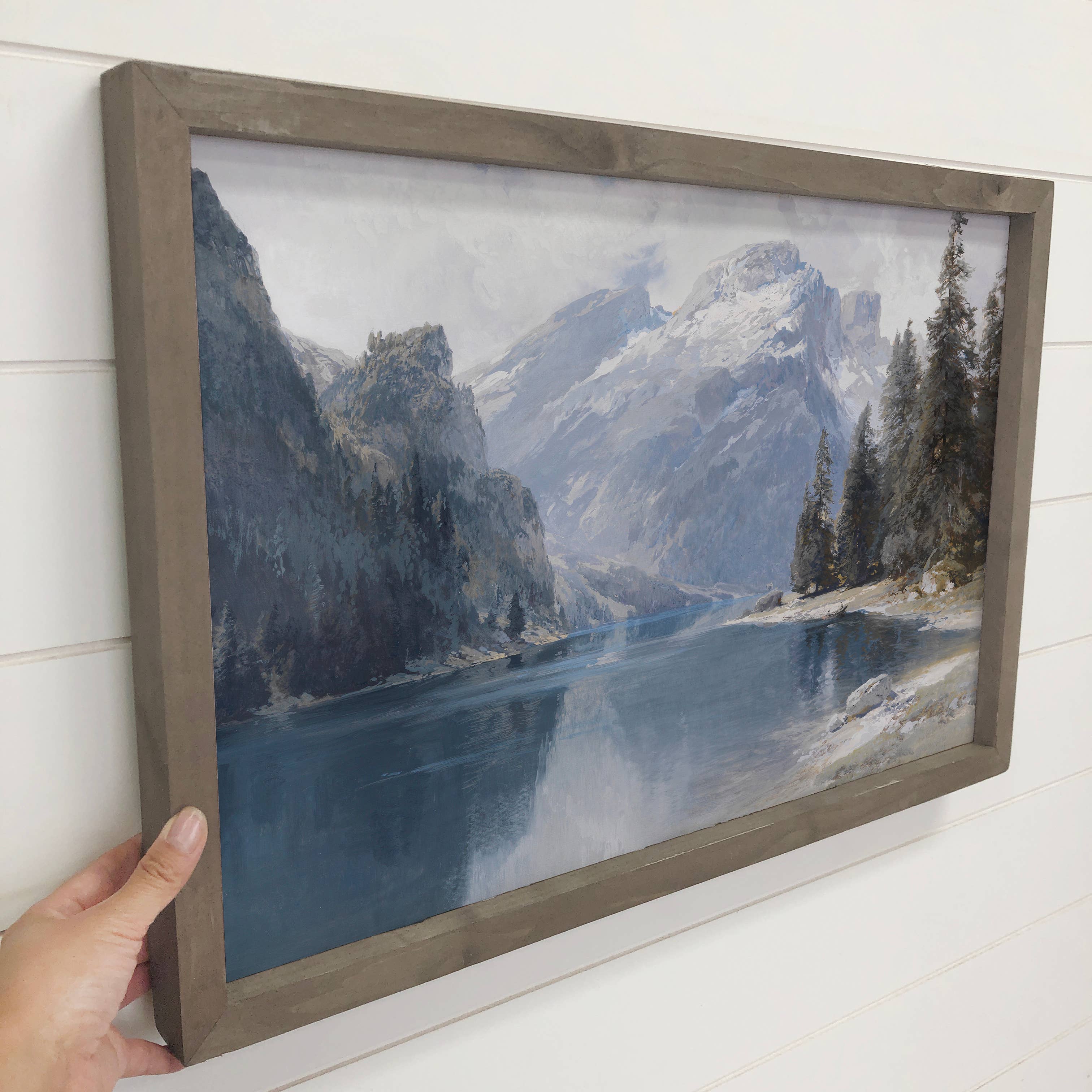 Gray Italian Mountain Lake - Mountain Landscape Canvas Art