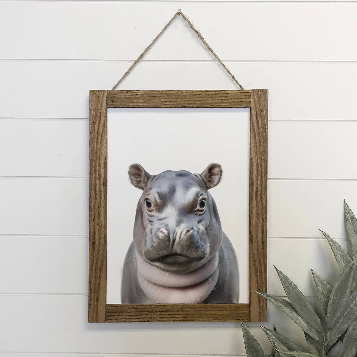 Baby Hippo Wood Sign Cute Animal Wall Art