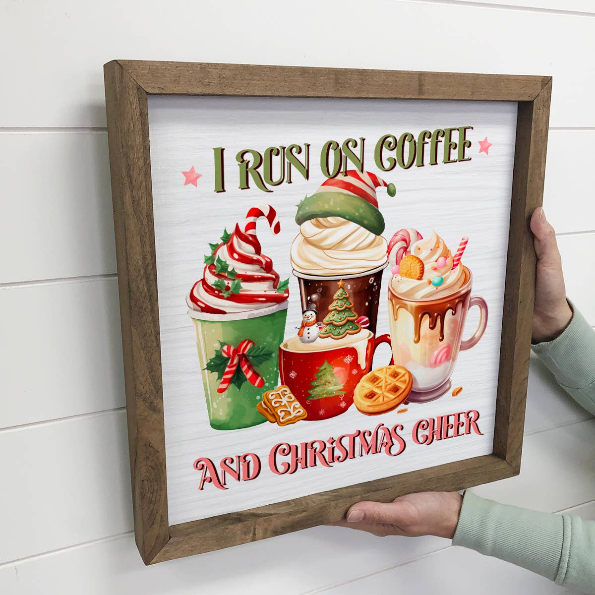 I Run on Coffee on Christmas Cheer - Christmas Canvas Art