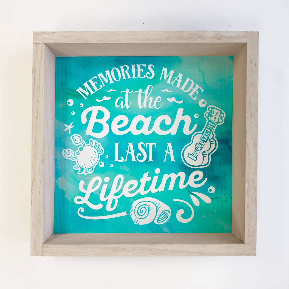 Memories At the Beach - Beach Word Art - Wood Framed Decor