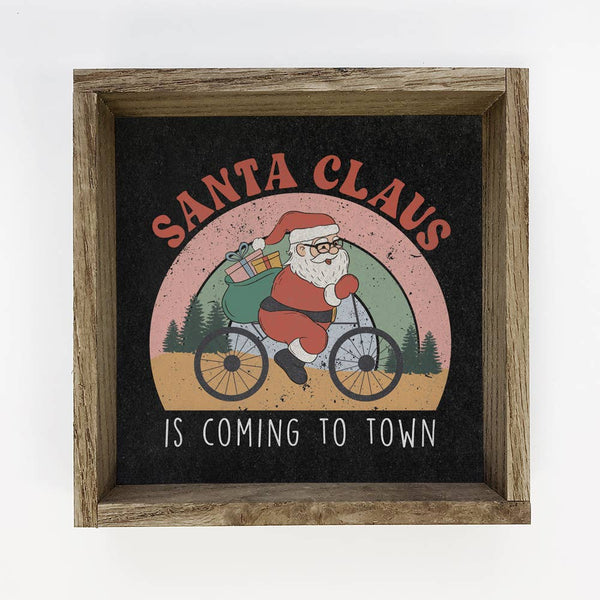 Retro Santa is Coming to Town - Retro Holiday Canvas Art
