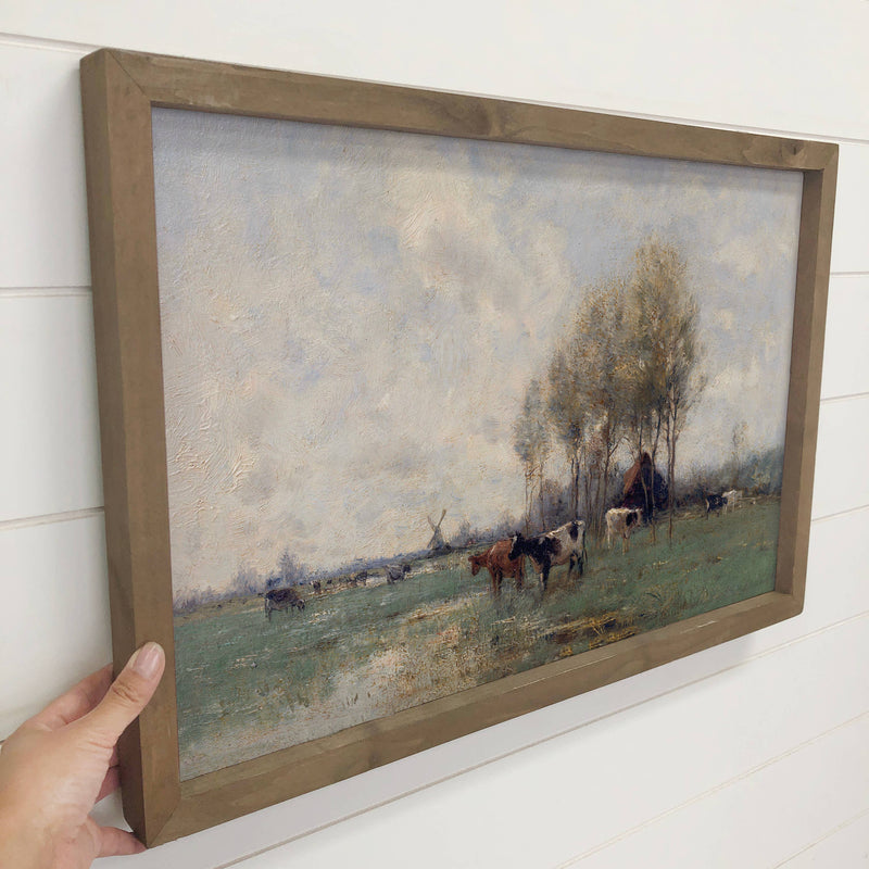 Dutch Cows - Farmhouse Cows Canvas Art - Wood Framed Decor