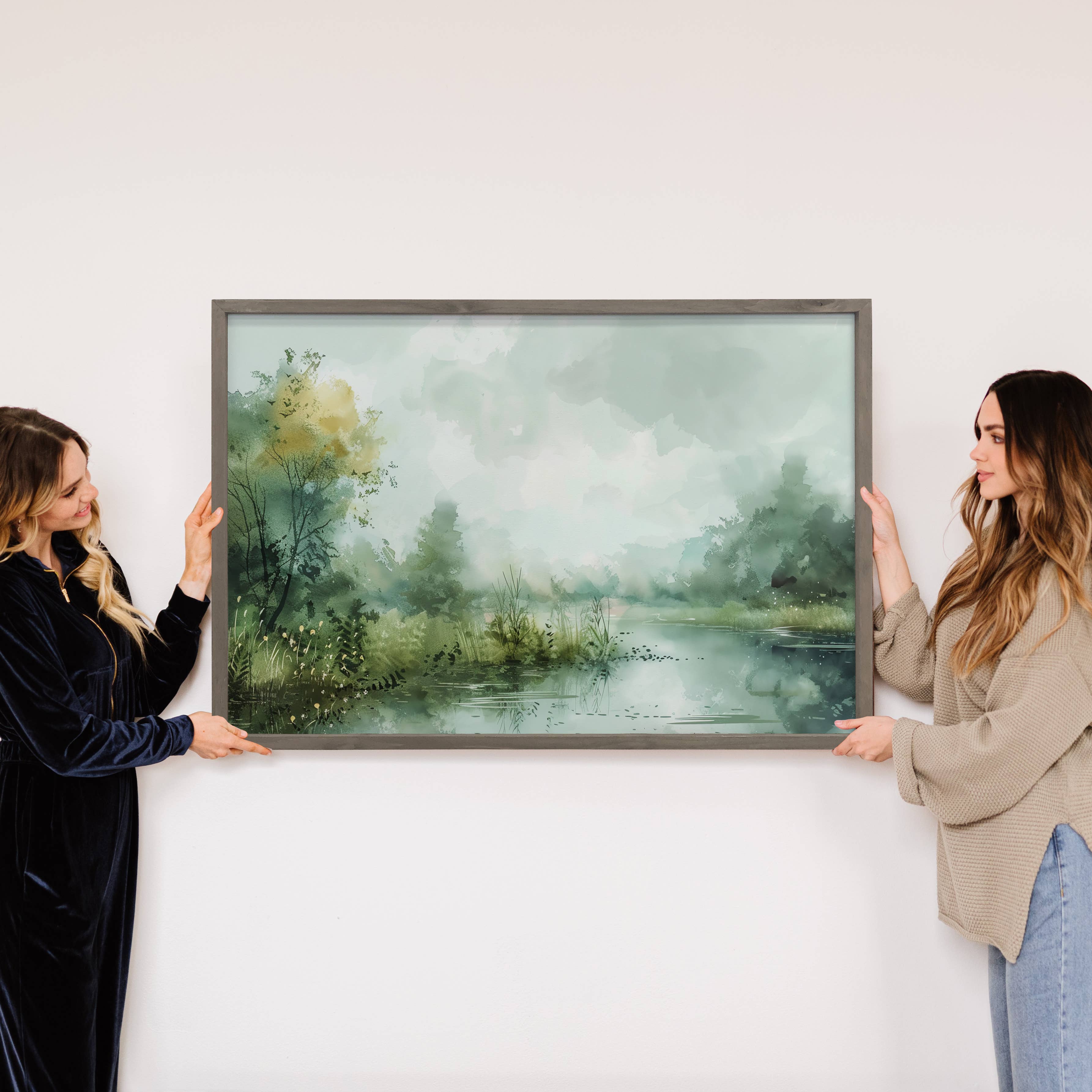 Tranquil River Scene - River Canvas Art - Wood Framed Art