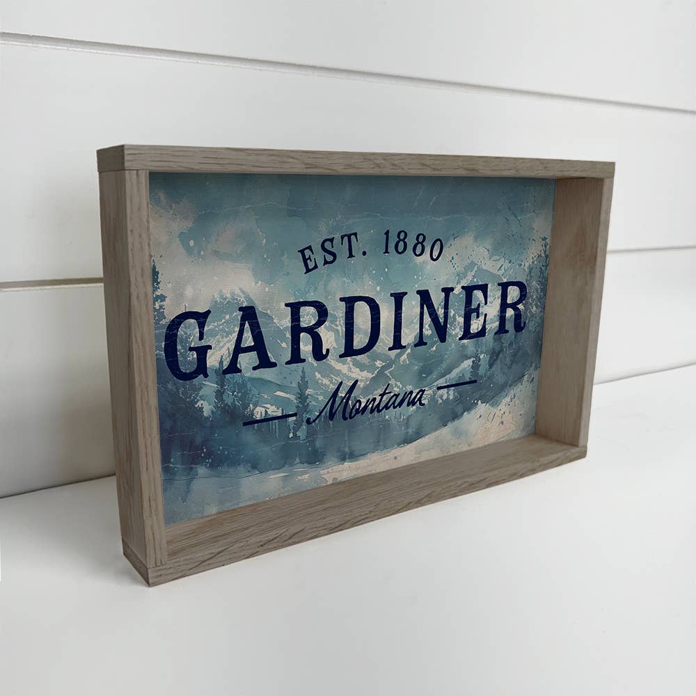 Custom Mountain Town Blue - Cabin Custom Sign - Wood Framed