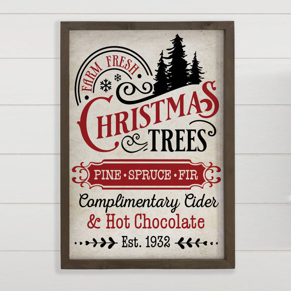 Christmas Tree Vintage Sign - Framed Holiday Word Sign Art