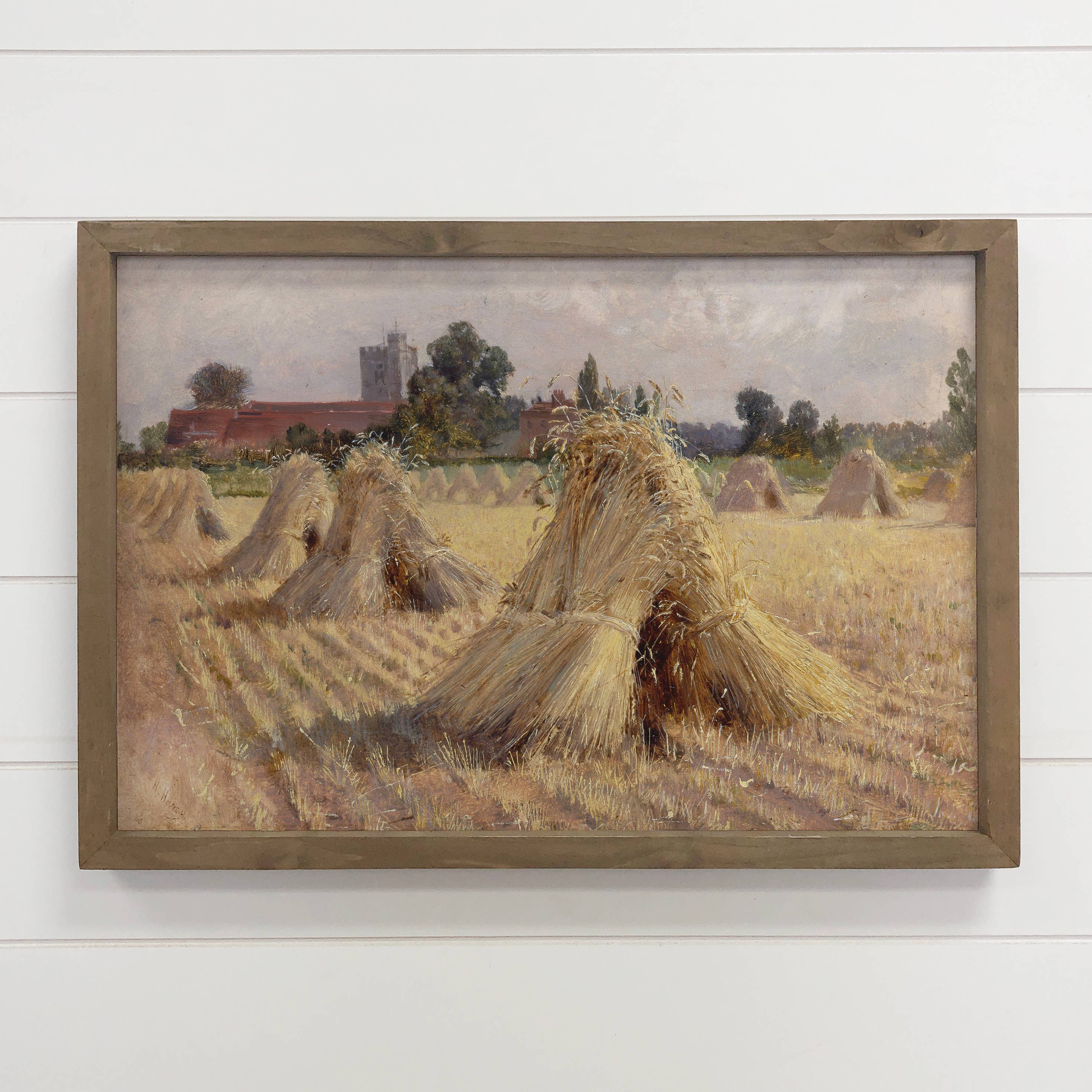 Corn Stooks - Landscape Canvas Art - Wood Framed Nature Art