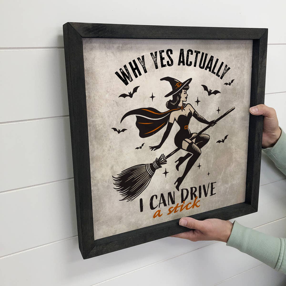 I Can Drive A Stick - Halloween Canvas Art - Wood Framed Art