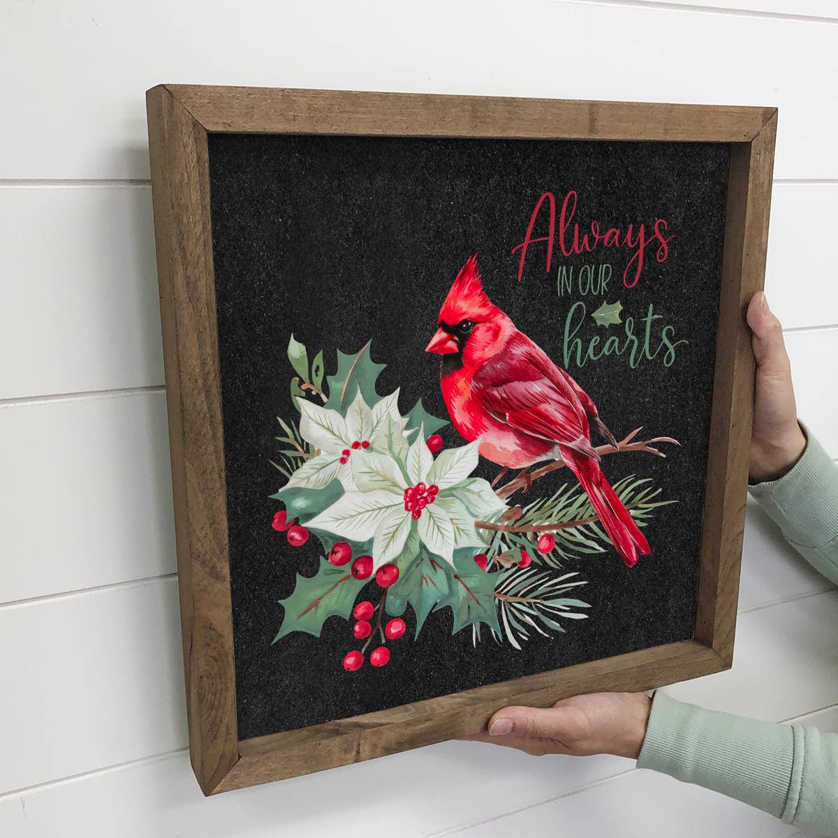 Always in Our Hearts Cardinal - Festive Bird Canvas Art