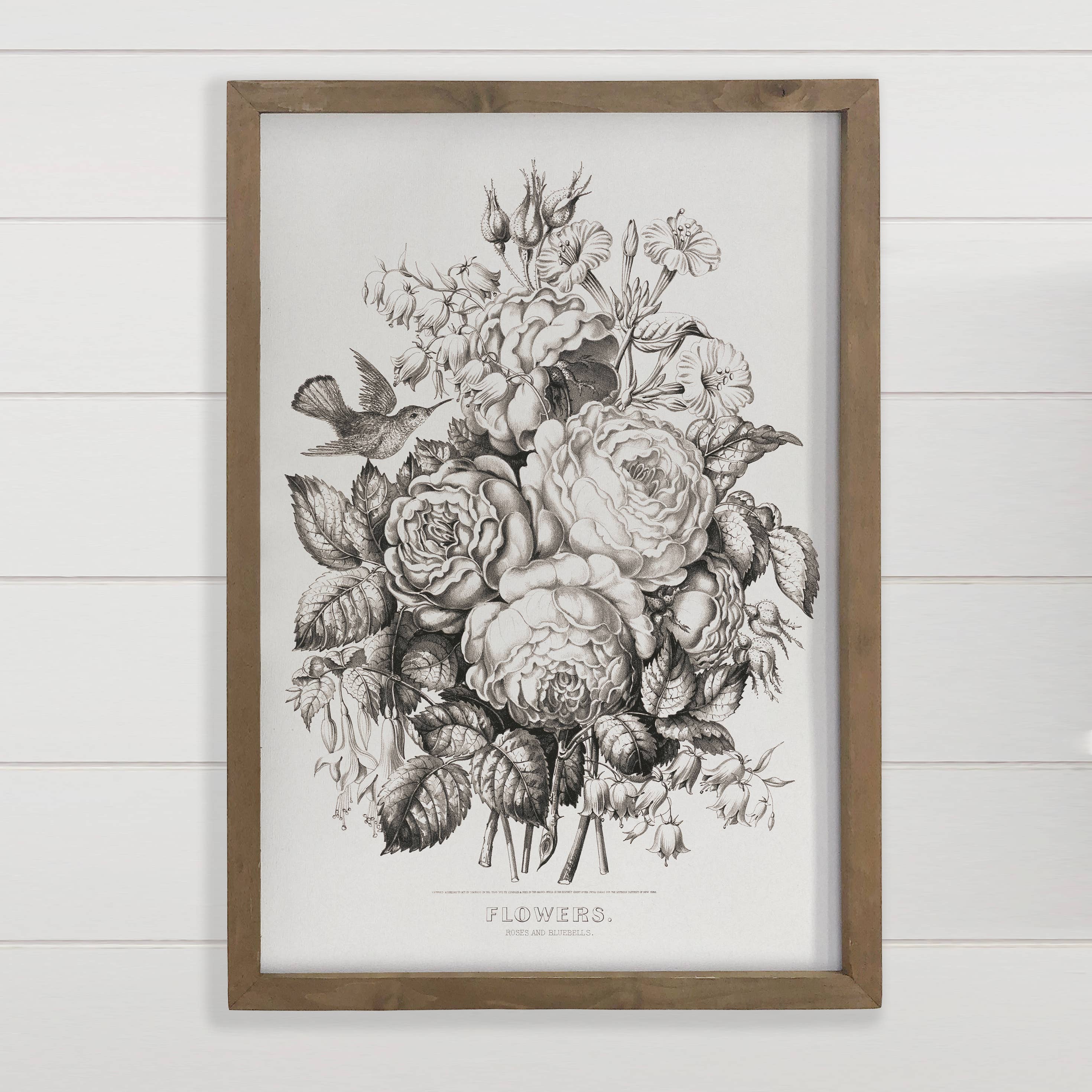 Flowers Black & White - Framed Nature Art - Living Room Art