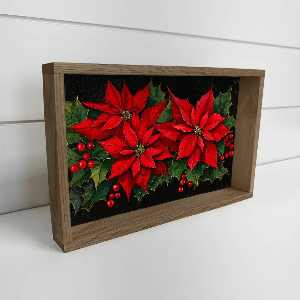 Red Christmas Poinsettias - Christmas Flower Canvas Art