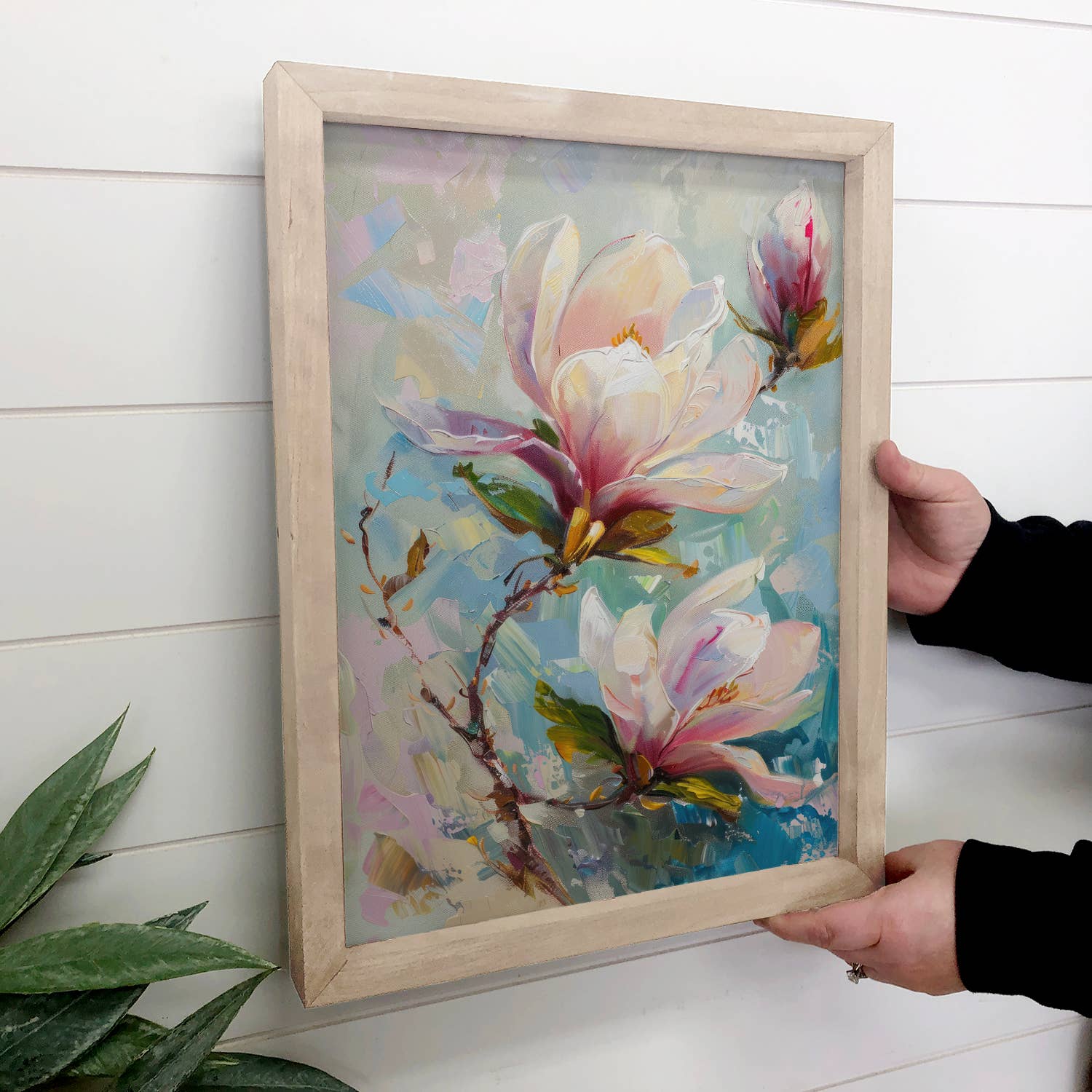 Lively Magnolia - Flower Canvas Art - Wood Framed Wall Art