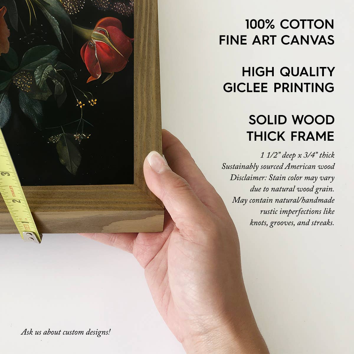 Detailed Floral Mural - Flower Canvas Art - Wood Framed Art