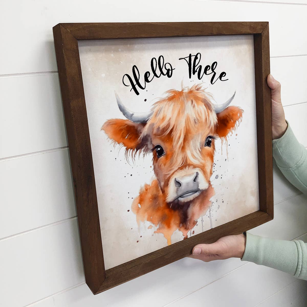 Hello There Highland Cow - Cute Baby Animals - Nursery Art