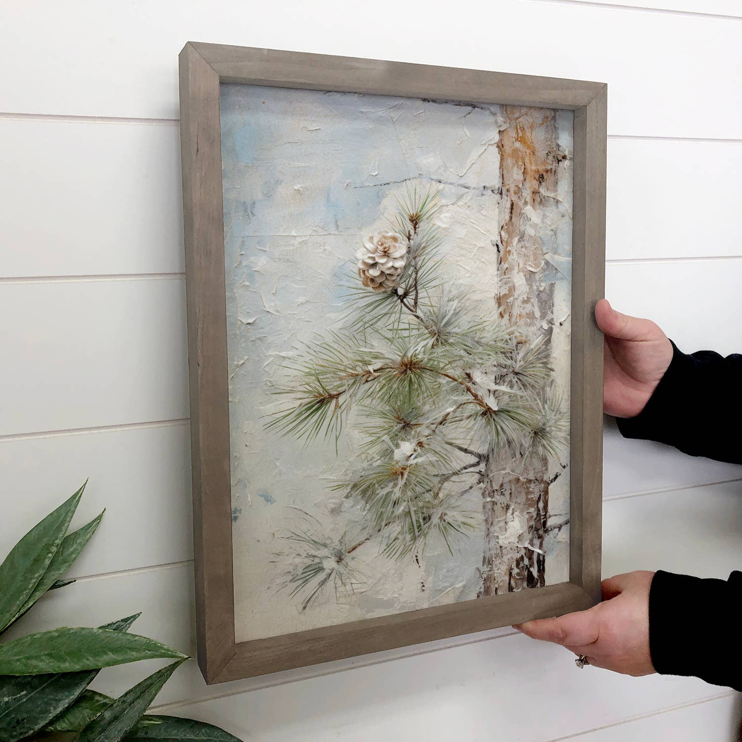 Pinecone Tree Painting - Pine Tree Canvas Art - Wood Framed