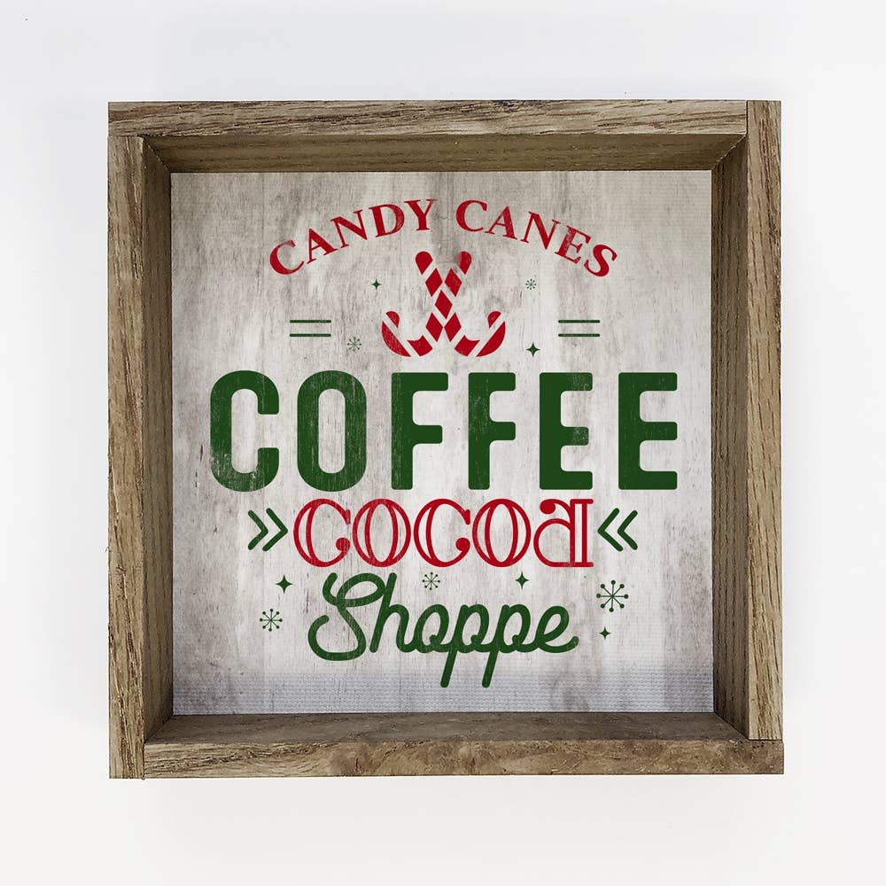 Candy Cane Coffee Cocoa Shoppe - Christmas Canvas Art