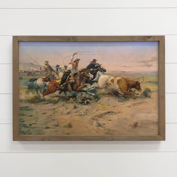 Cowboy Lariat - Ranch House Canvas Art - Wood Framed Decor