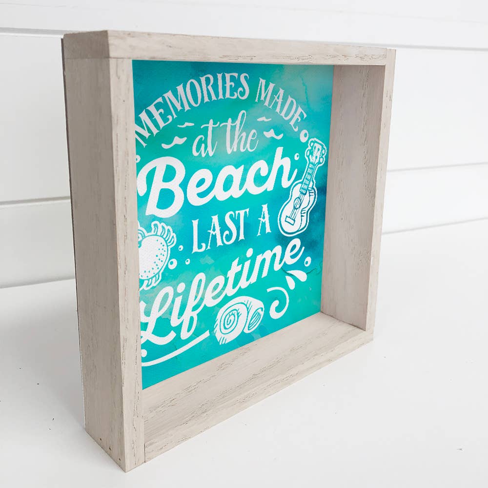 Memories At the Beach - Beach Word Art - Wood Framed Decor