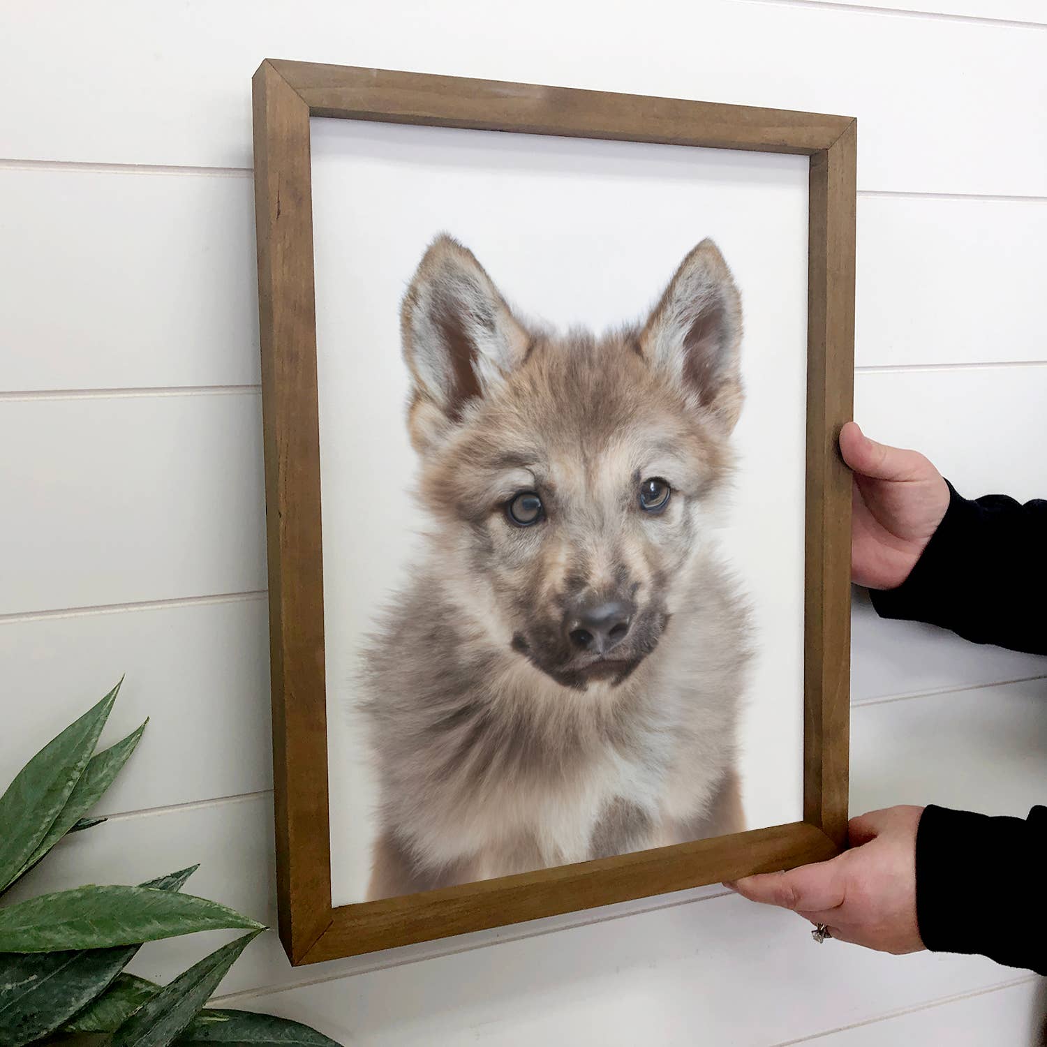 Baby Wolf Cub Wood Sign Cute Animal Wall Art