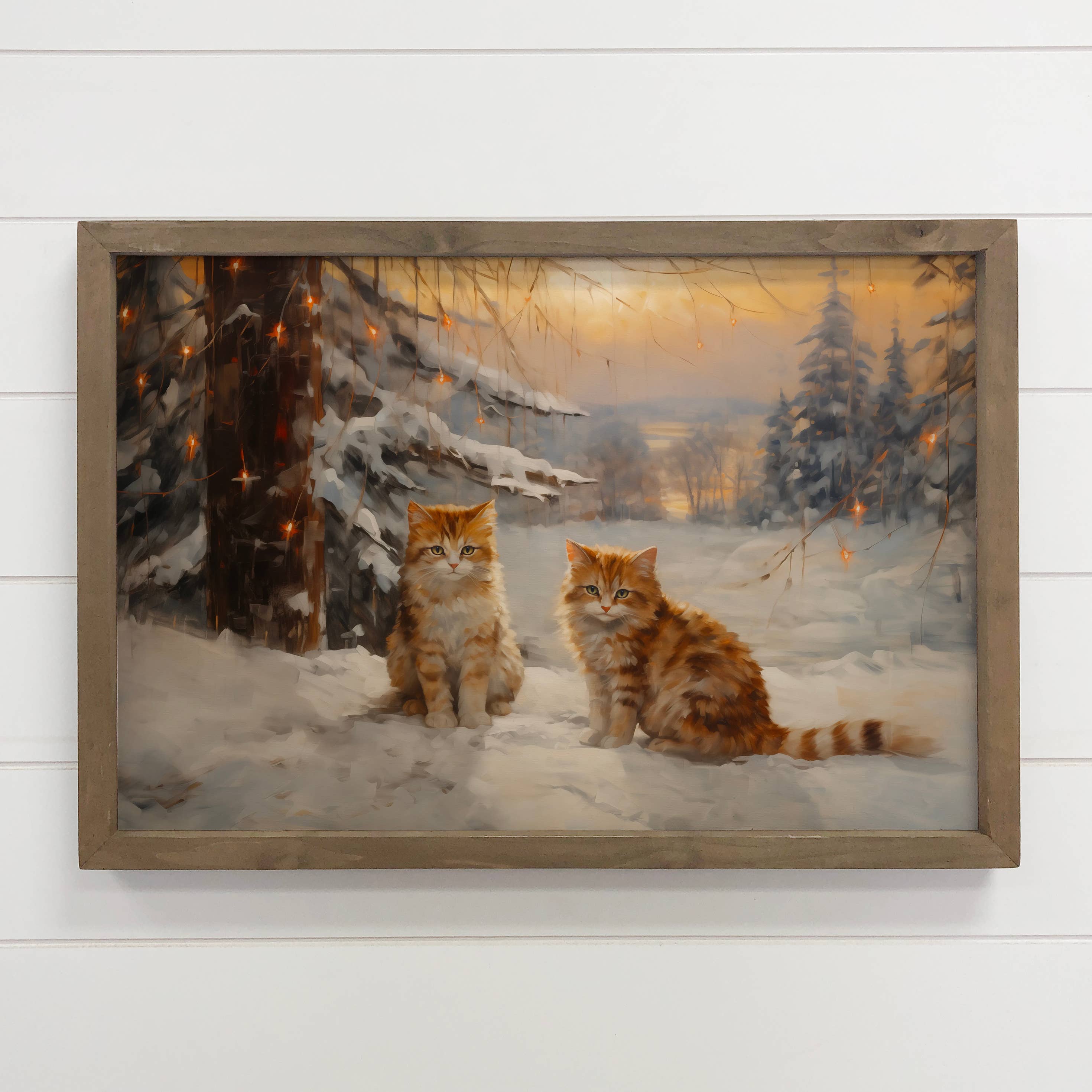 Christmas Tabby Cats - Animal Christmas Canvas Art - Framed
