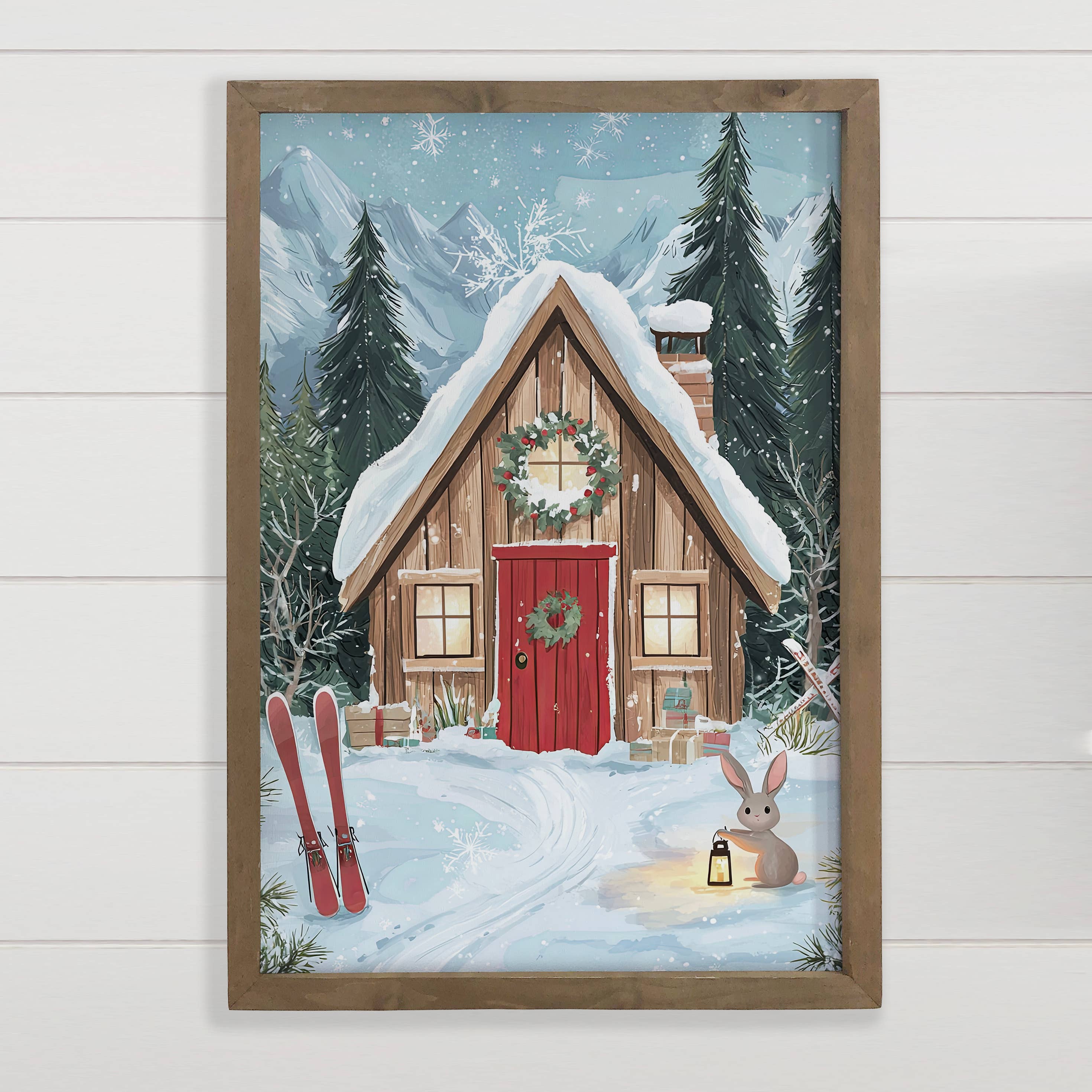 Winter Ski Cabin - Winter Canvas Art - Wood Framed Wall Art