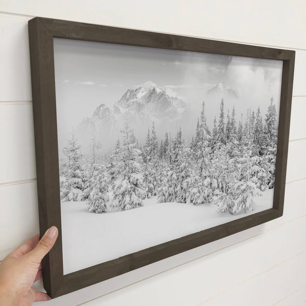 Winter Mountain Landscape - Framed Nature Photograph - Cabin
