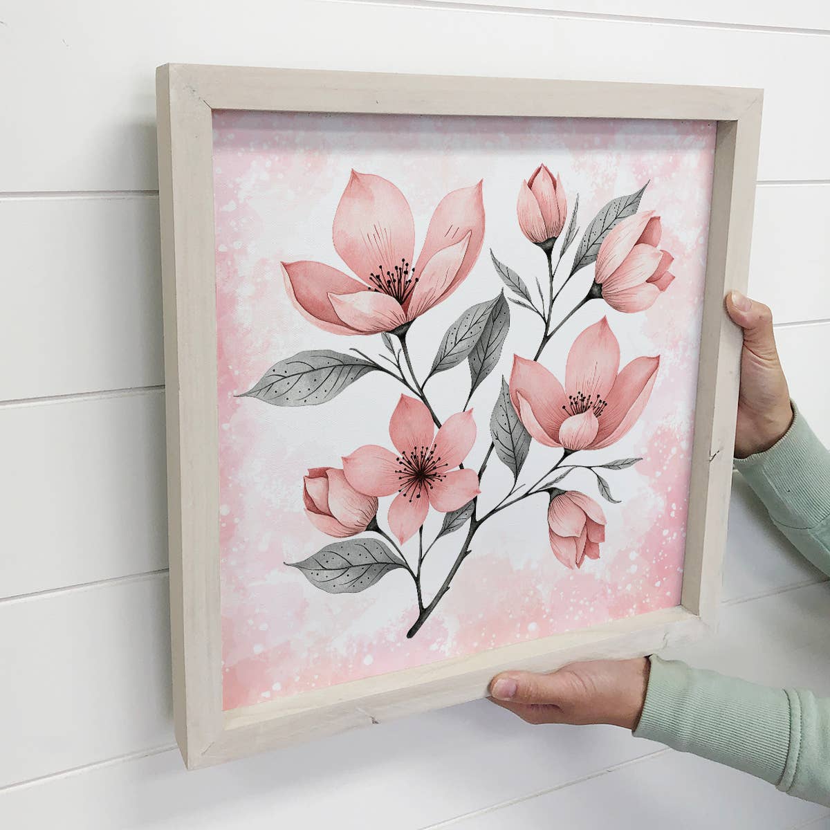 Sweet Pink Magnolias - Flower Canvas Art - Wood Framed Decor