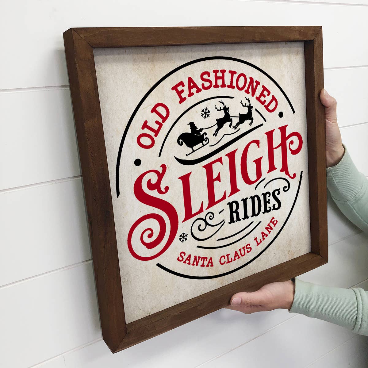 Old Fashioned Sleigh Rides - Framed Holiday Word Art - Sign