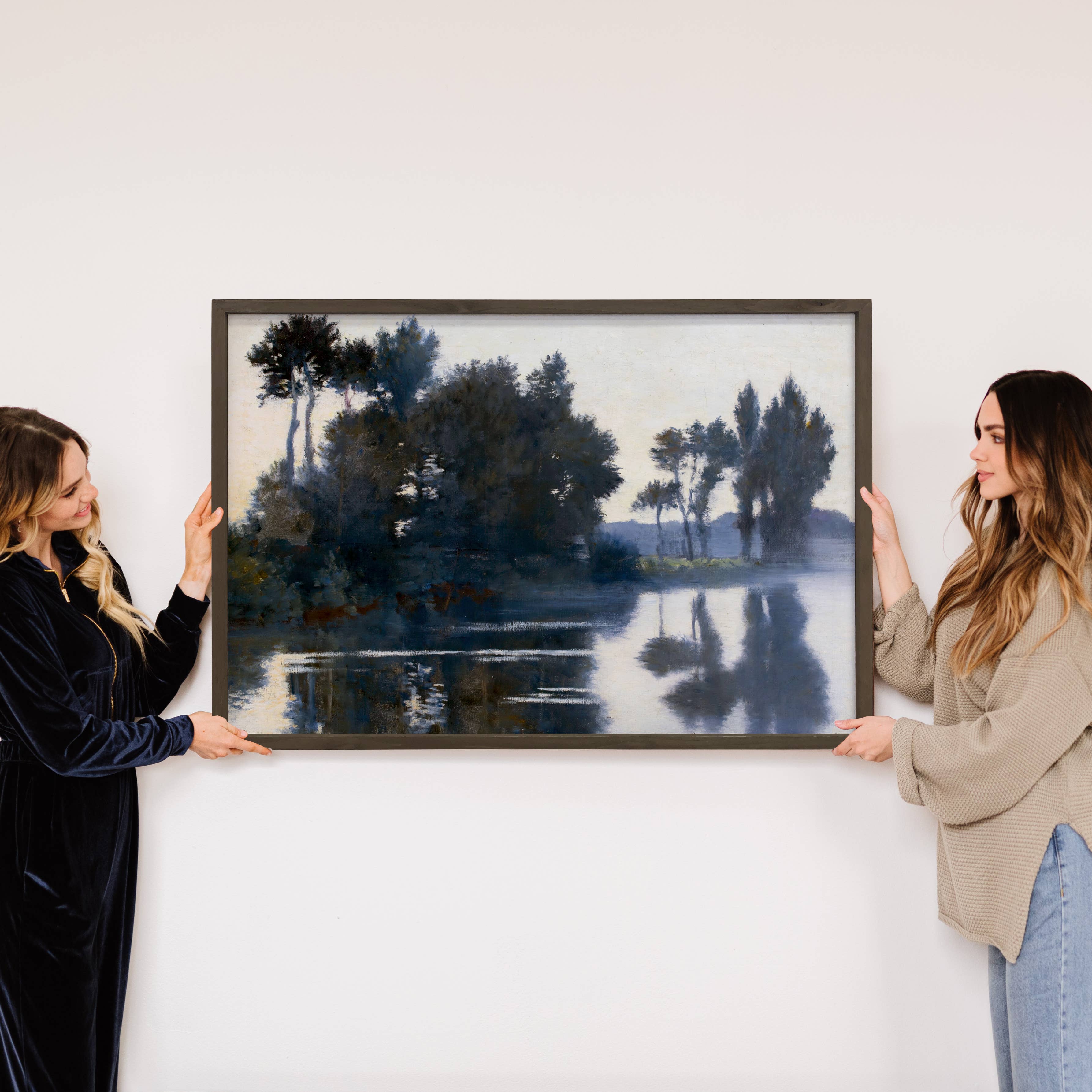 Trees on the Water - Nature Wall Canvas Art - Wood Framed