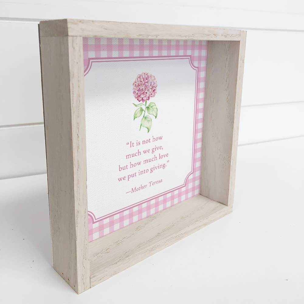 Hydrangea Giving Mother Teresa Pink Gingham - Flower Art