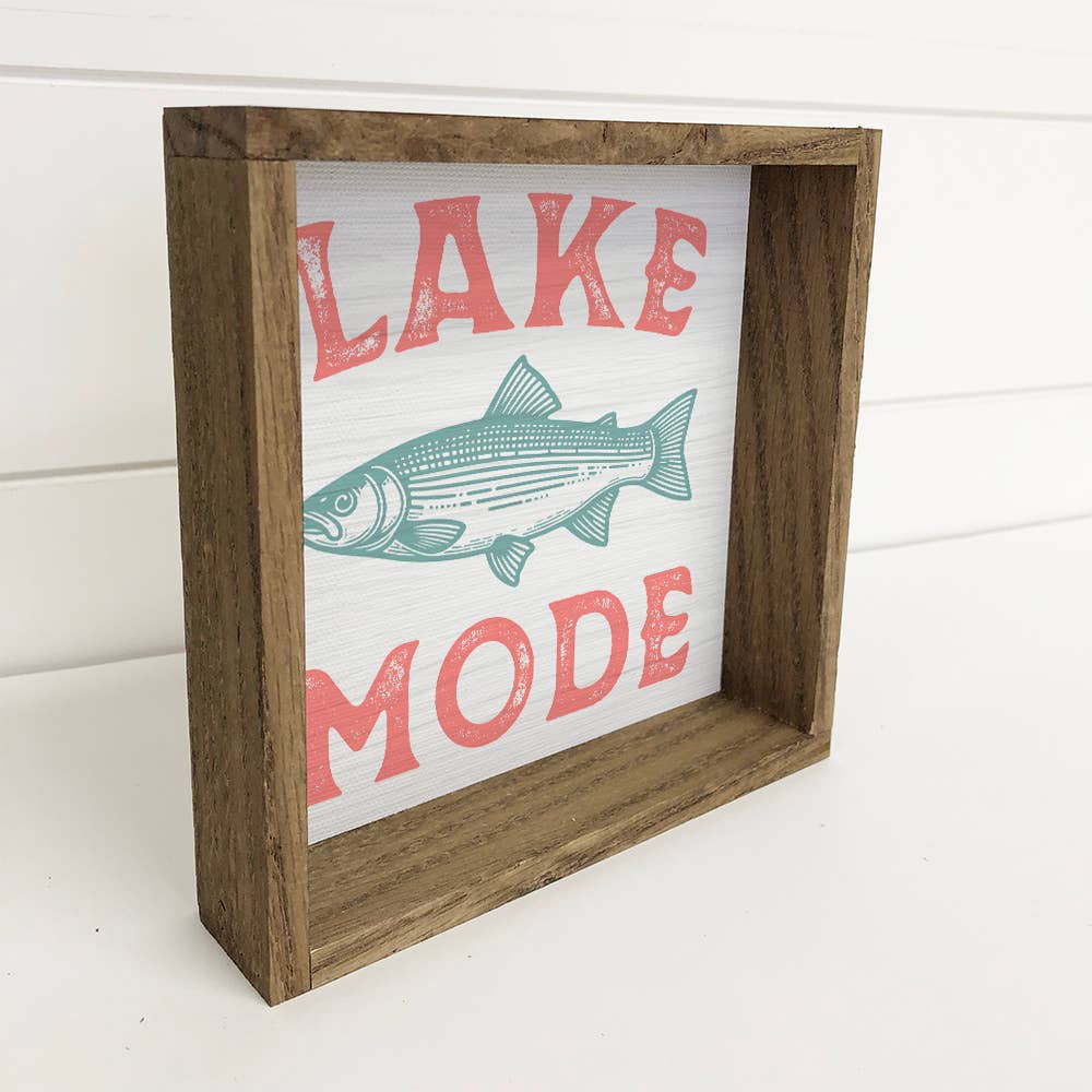 Lake Mode Fish - Lake House Word Art - Framed Canvas Art