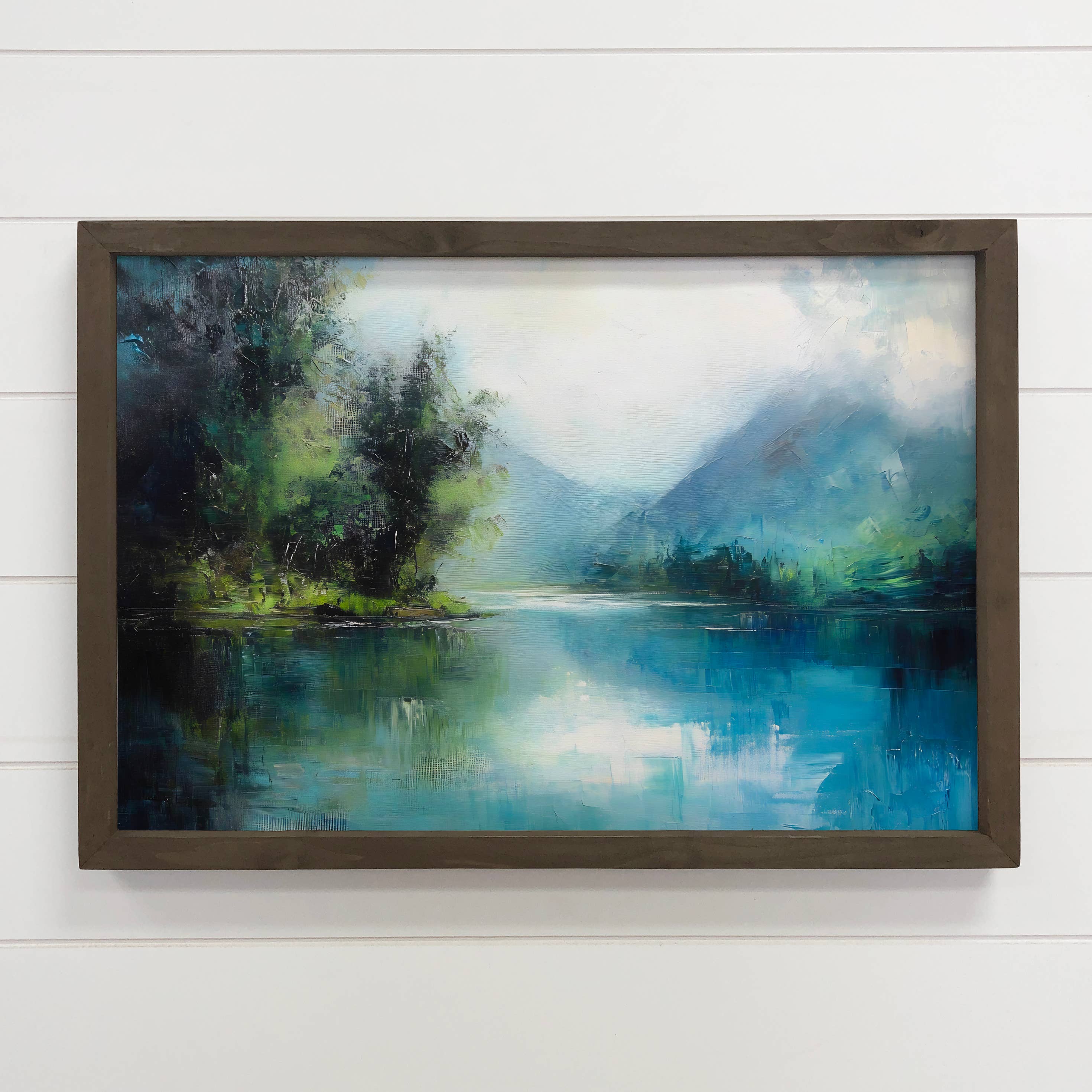 Blue Mountain Pond Abstract - Mountain Canvas Art - Framed