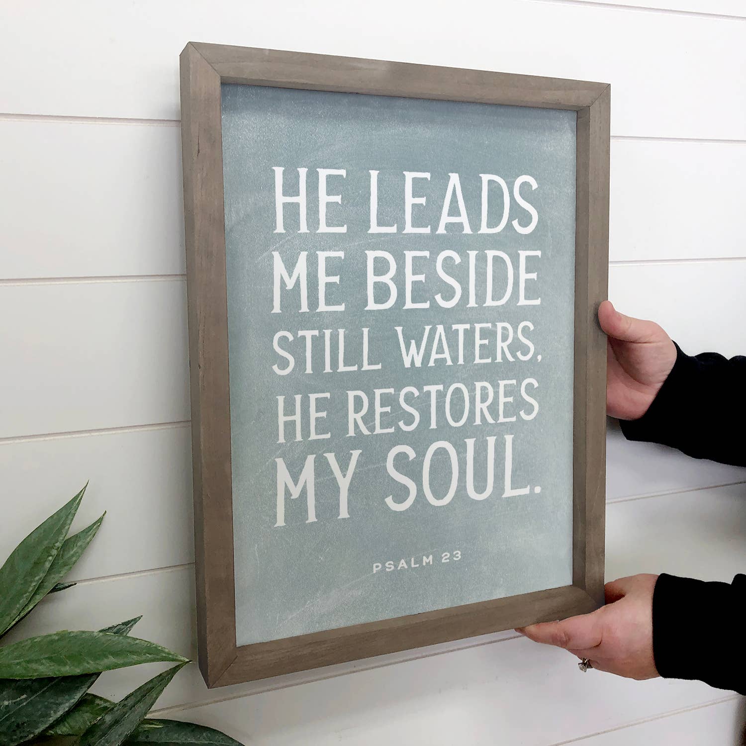 Psalms 23 He Restores My Soul - Scripture Word Art - Framed