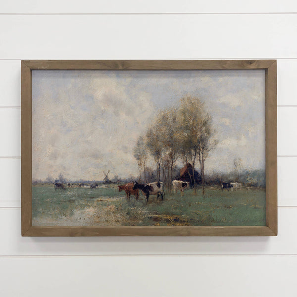 Dutch Cows - Farmhouse Cows Canvas Art - Wood Framed Decor