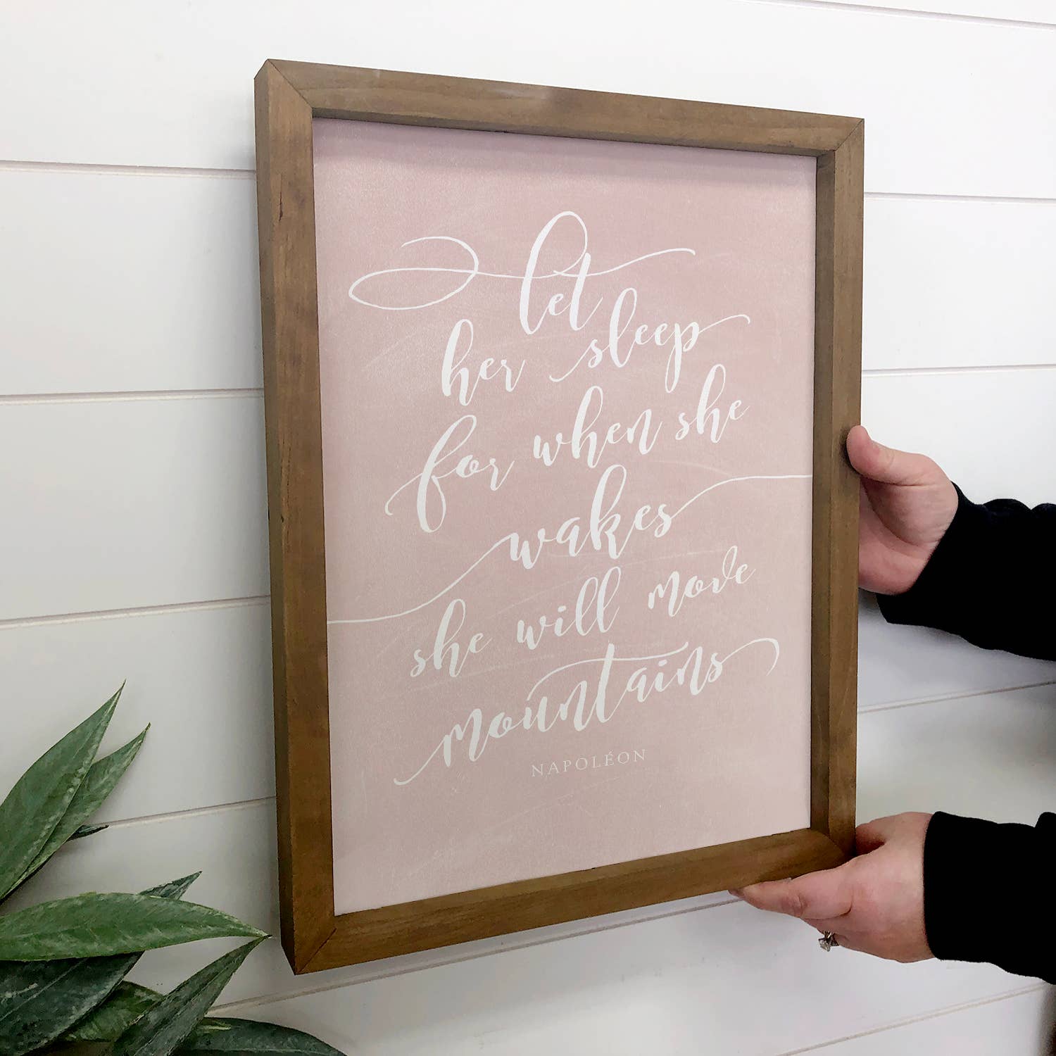 Let Her Sleep Move Mountains - Nursery Canvas Art - Framed