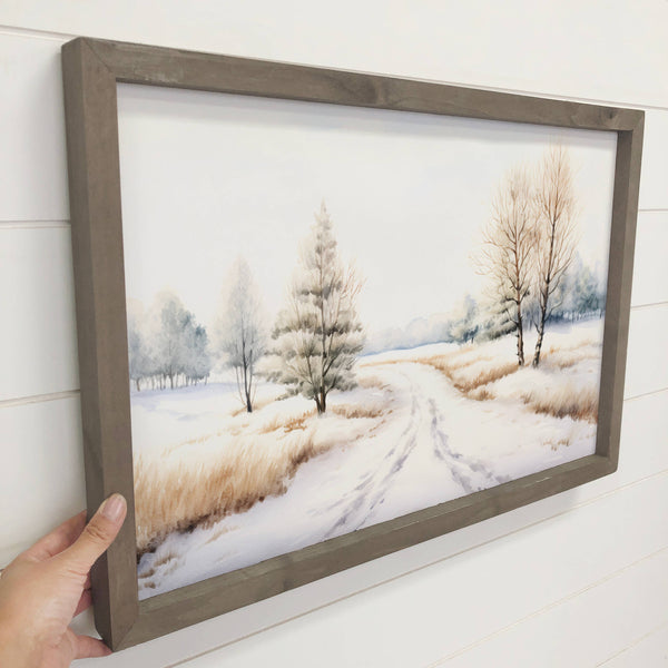 Winter Path - Winter Season Canvas Art - Wood Framed Artwork