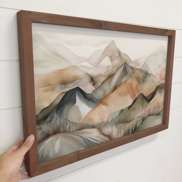 Siena Mountains - Mountain Landscape Canvas Art - Wood Frame