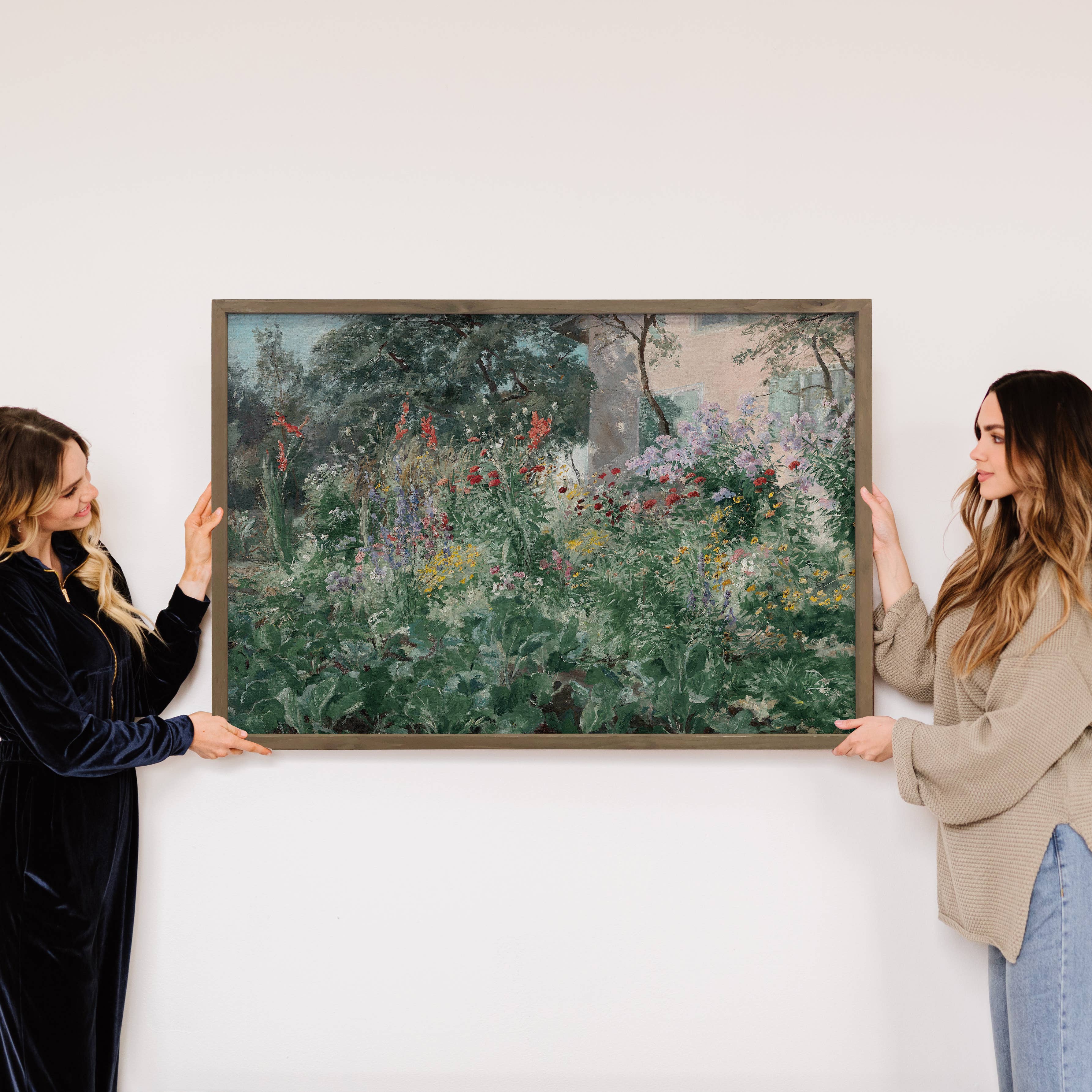 Cottage Garden - Flower Canvas Art - Wood Framed Wall Art