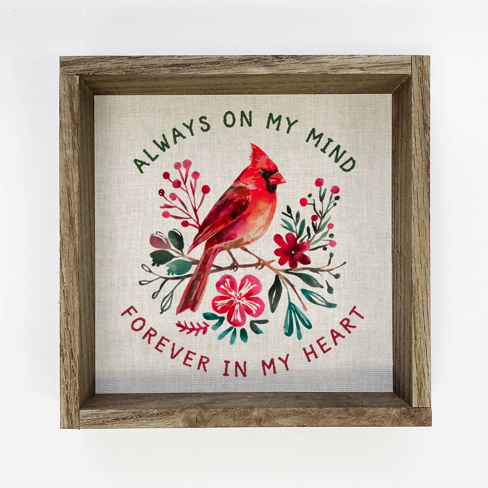 Always on My Mind Cardinal - Red Cardinal Canvas Art - Frame