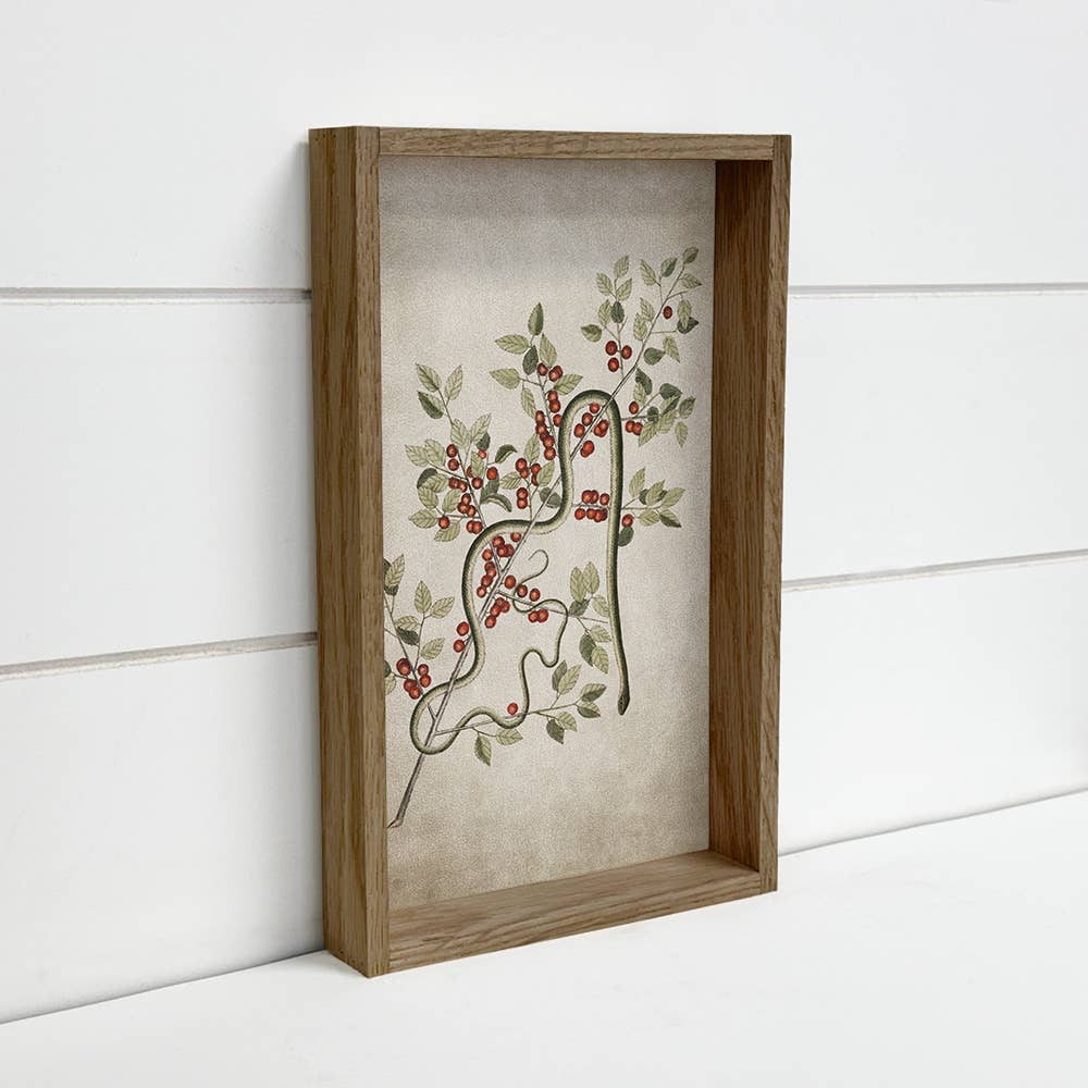 Snake and Poison Berries - Snake Canvas Art - Wood Framed