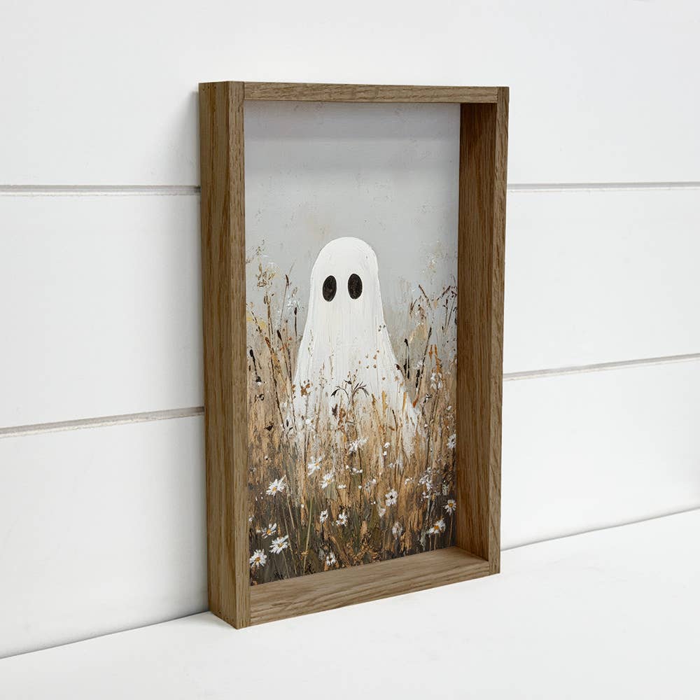 Lonely Ghost in a Field - Ghost Canvas Art - Wood Framed Art
