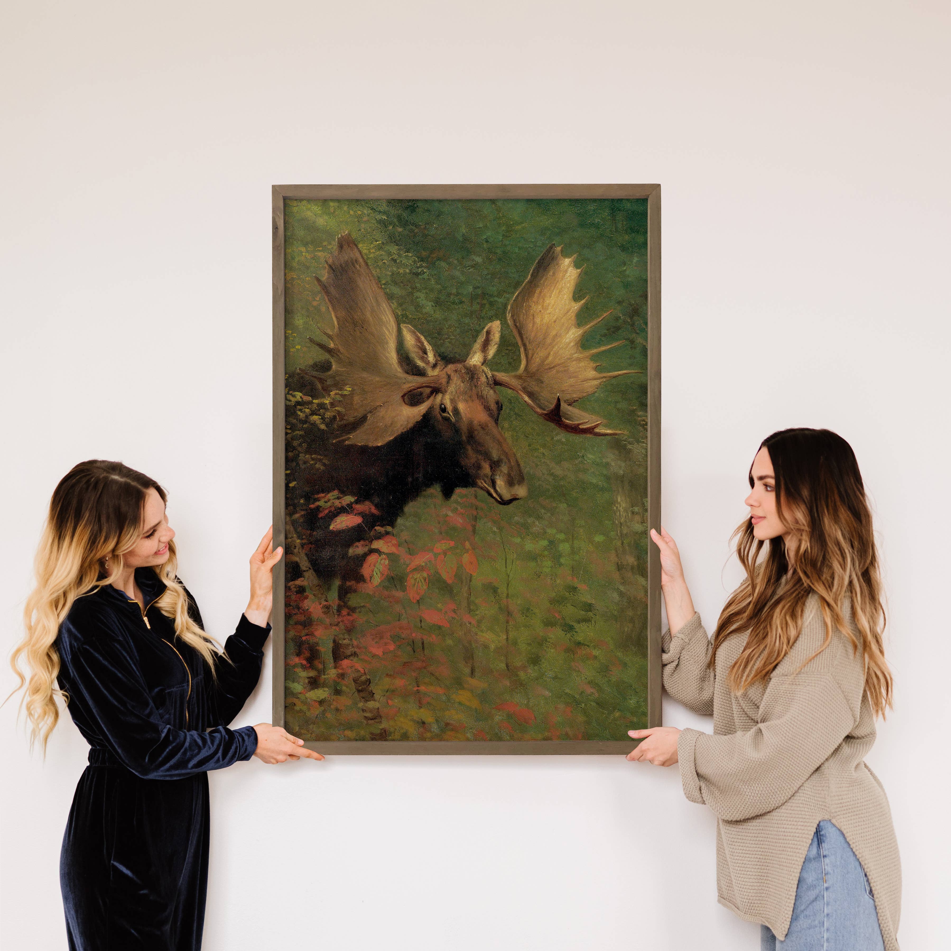 Moose in the Woods - Wildlife Canvas Art - Wood Framed Decor