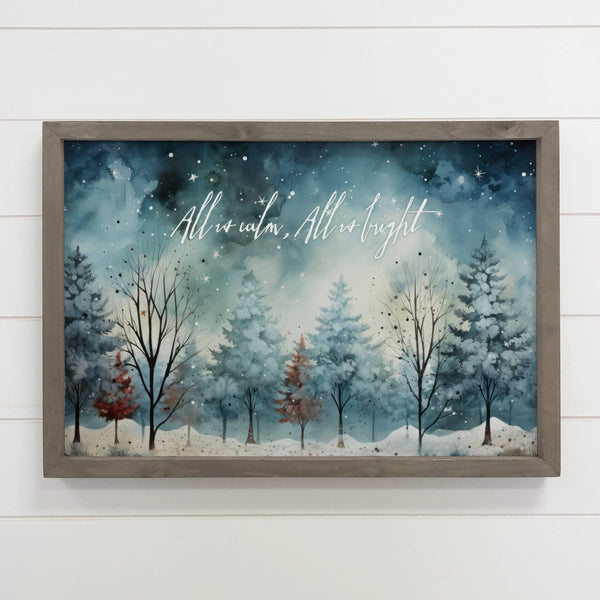 All is Calm All is Bright Winter - Christmas Canvas Art