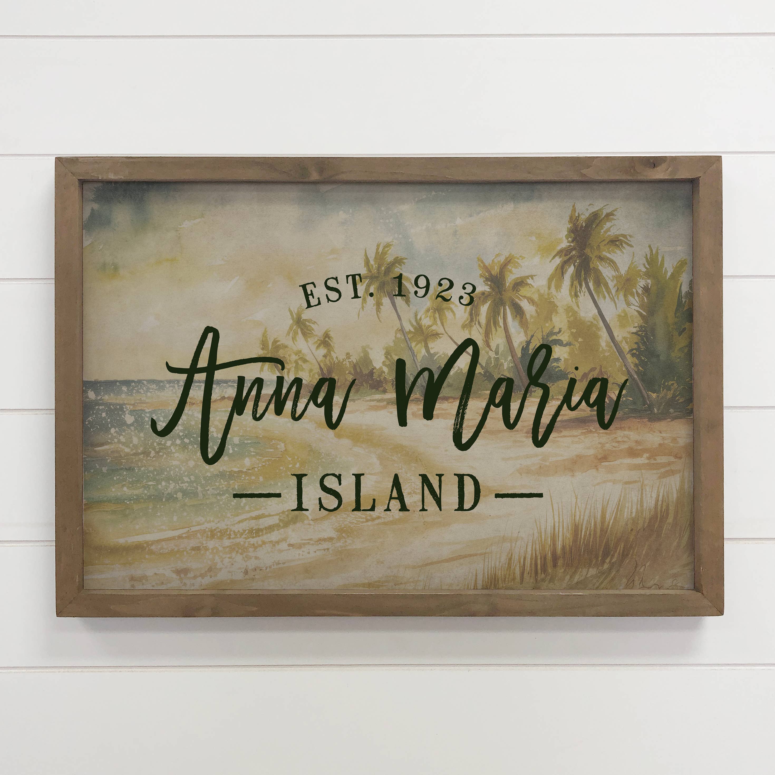 Custom Watercolor Vintage Beach - Beach House Sign - Framed