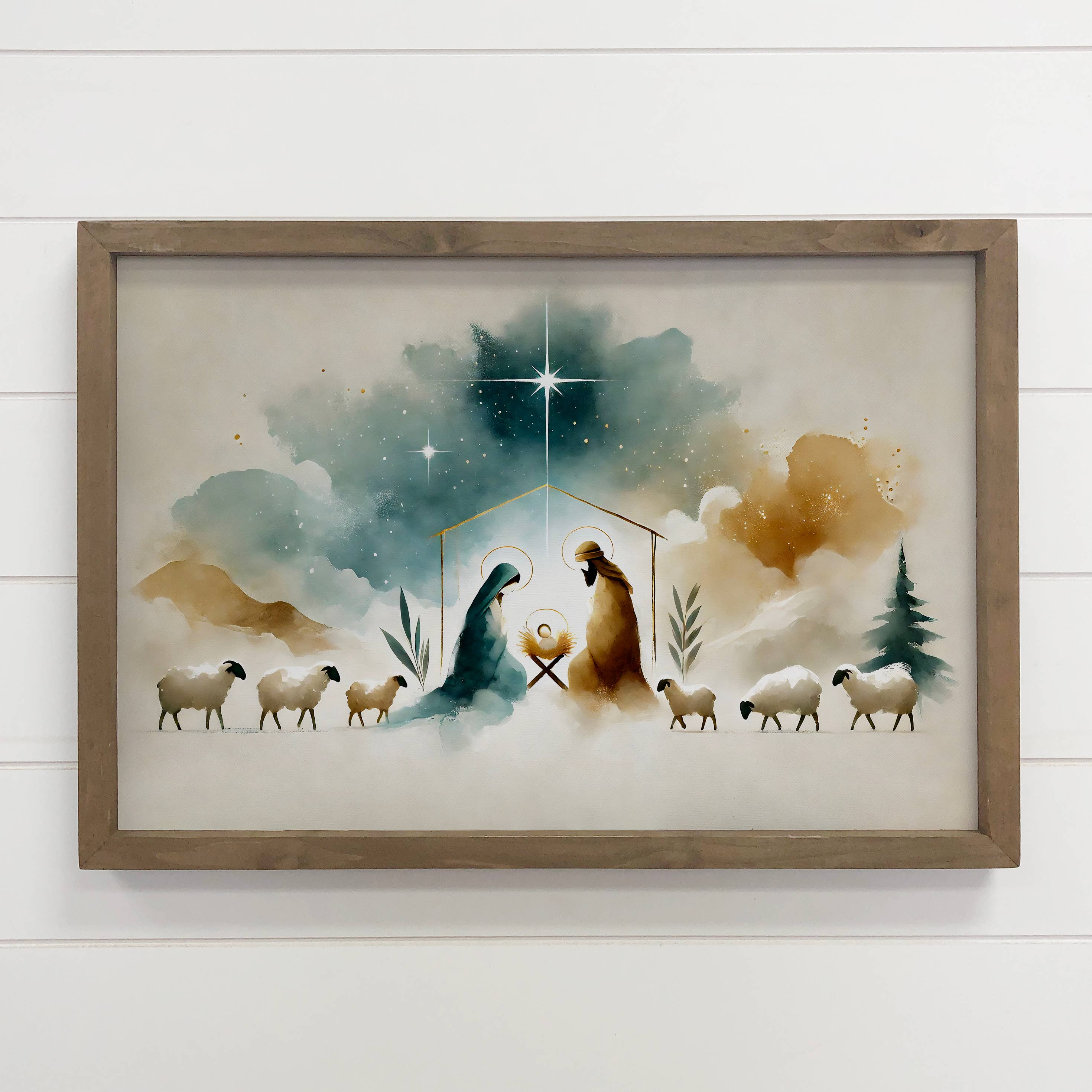 Modern Boho Christmas Nativity Abstract Painting - Nativity