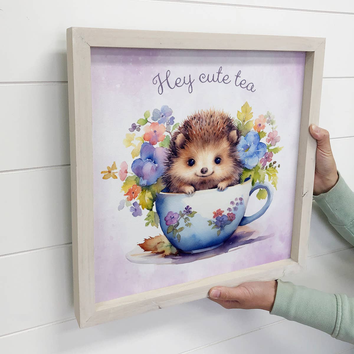 Hey Cute Tea Hedgehog - Hedgehog Canvas Art - Cute Animal